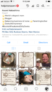 Create a seamless background effect on Instagram; screenshot of my Instagram profile showing the completed pattern running between posts.