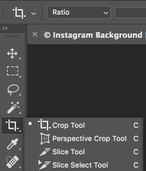 Create a seamless background effect on Instagram; Choose the slice select tool