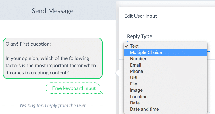 Screenshot User Reply Multiple Choice