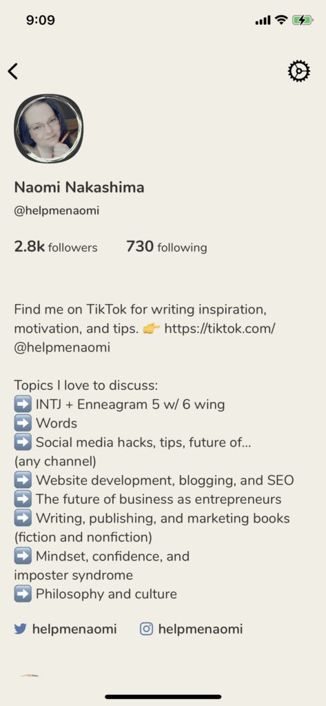 Clubhouse App for Writers Screenshot Profile Bottom